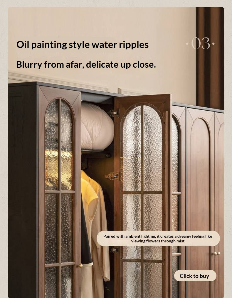 Black Walnut Solid Wood Wardrobe French Retro Style