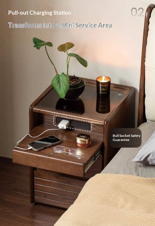 Oak Solid Wood Italian Light Luxury Nightstand