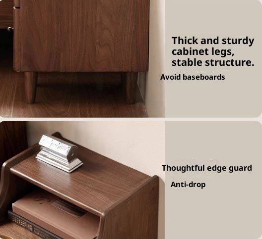 Black Walnut Solid Wood Retro Style Nightstand