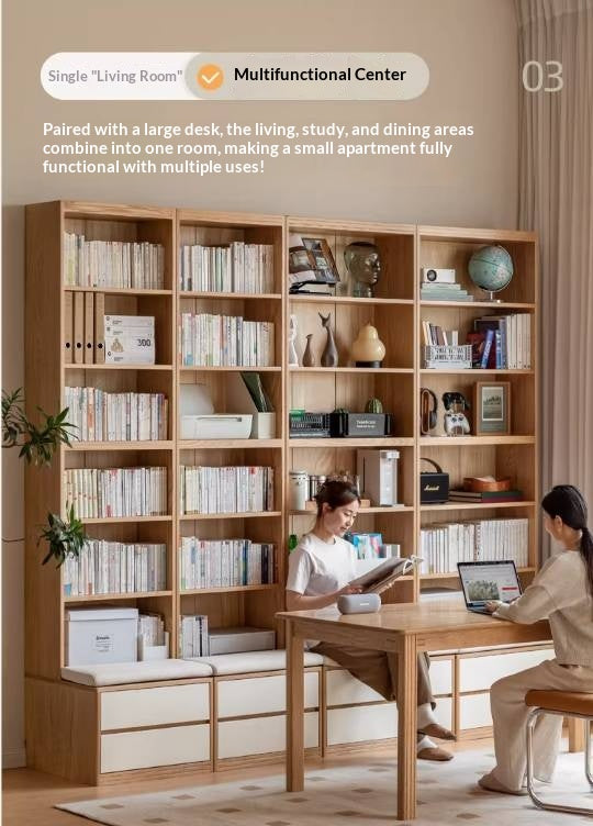 Oak Solid Wood Cream Style Bookcase