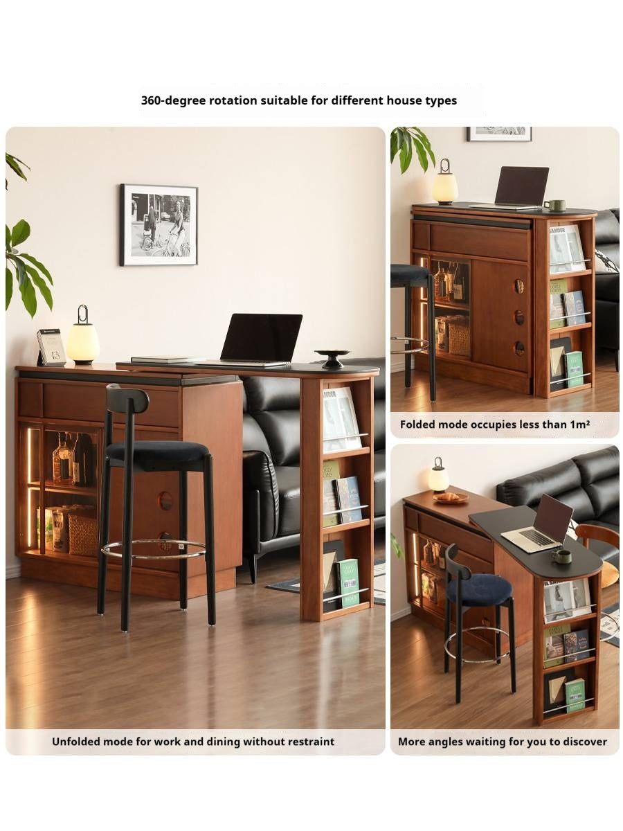 Tulipwood Solid Wood Vintage Style Stone Slab Bar Table