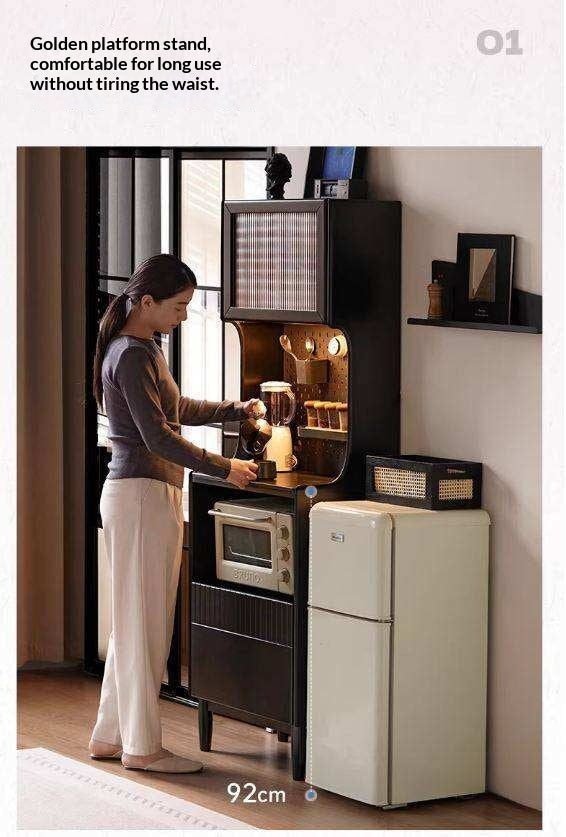 Solid RubberWood Minimalist Style Sideboard with Storage Cabinet