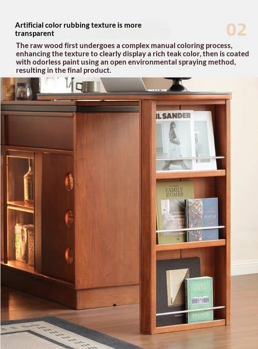 Tulipwood Solid Wood Vintage Style Stone Slab Bar Table