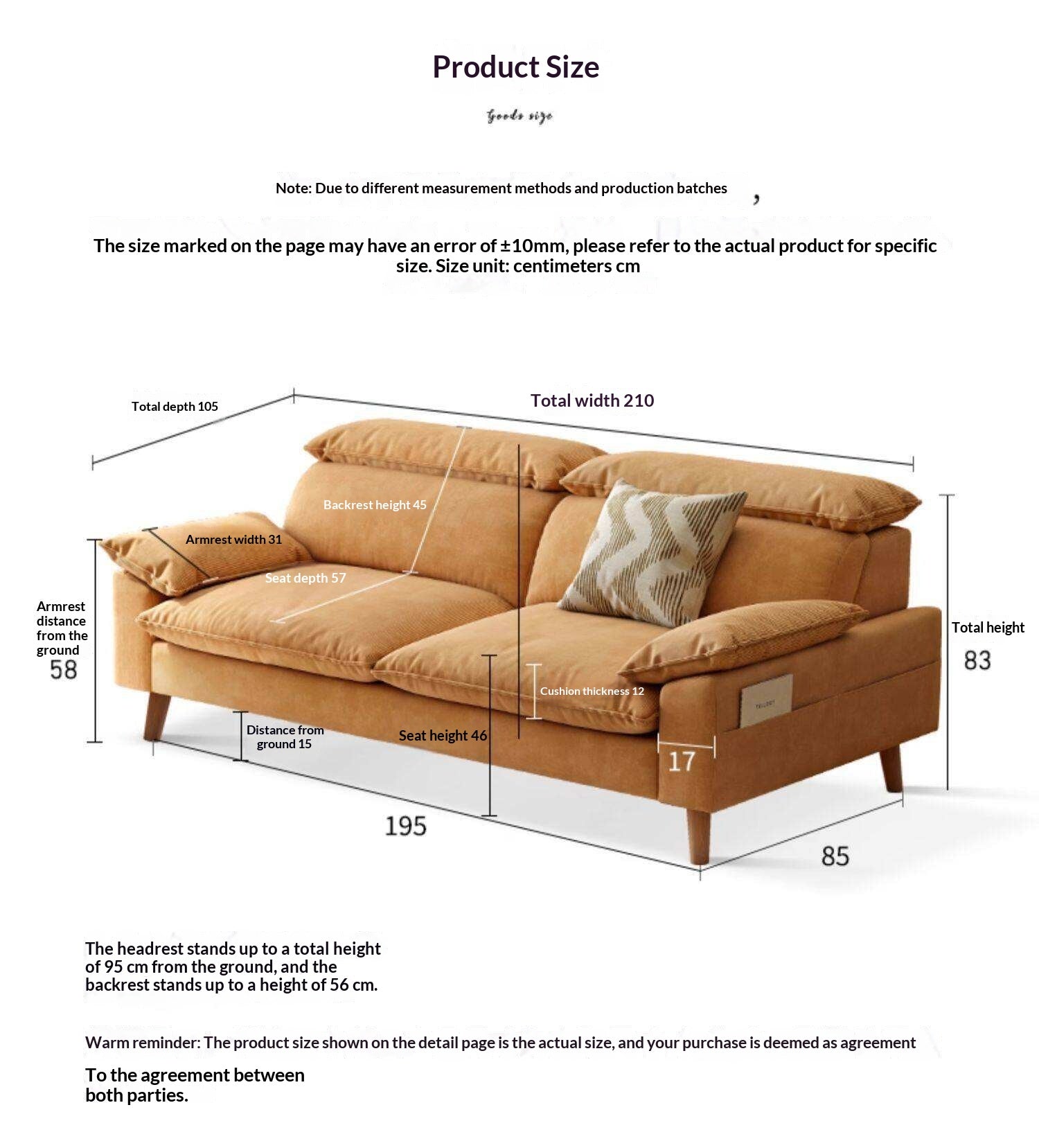 Fabric High Back Straight Sofa Modern