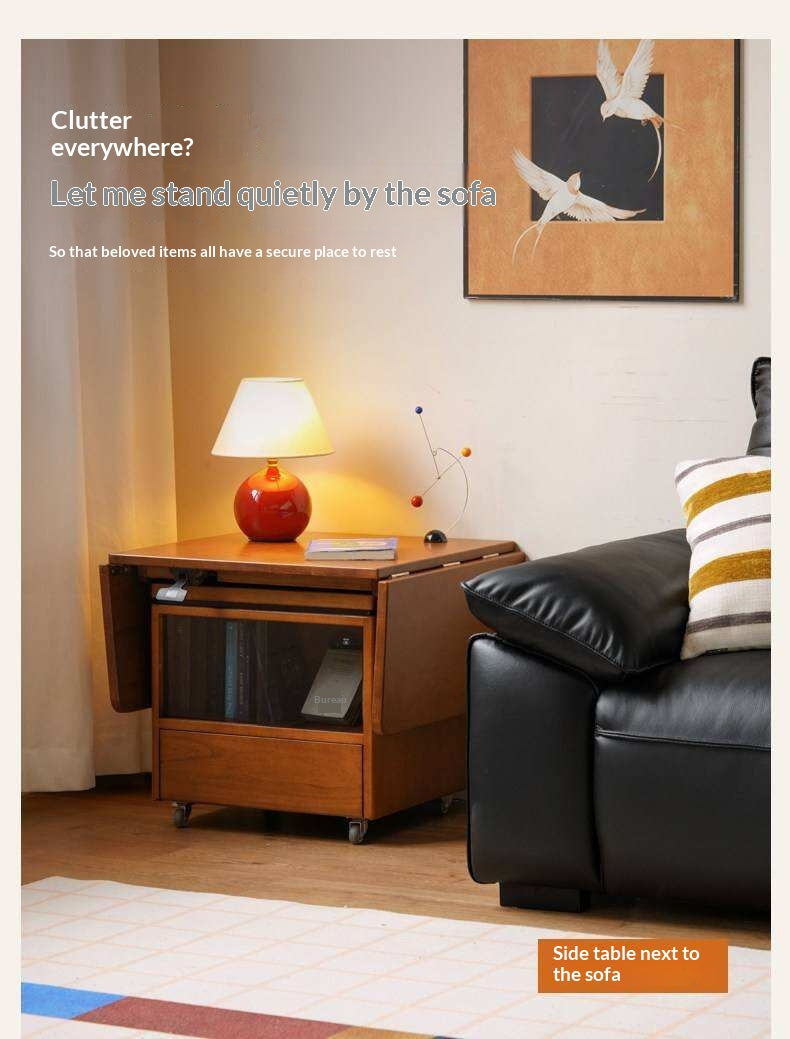 Tulipwood Solid Wood Lifting Coffee Table with Folding Square Top