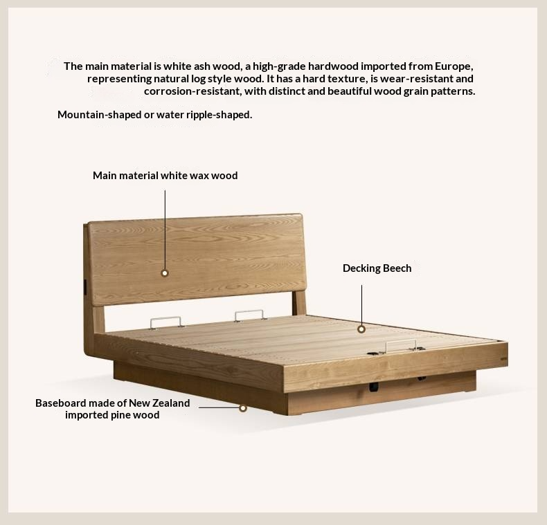 Ash Solid Wood Electric Storage Box Bed — Modern Minimalist Design