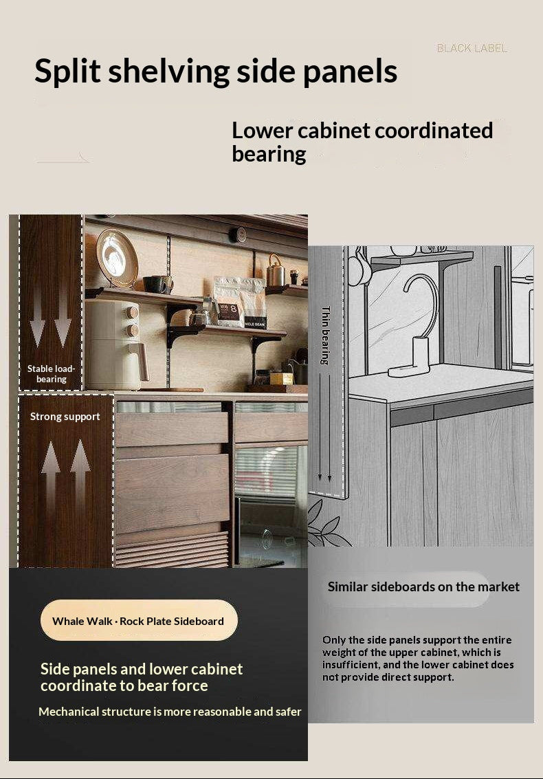 Black Walnut Solid Wood Rock Plate Wine Sideboard