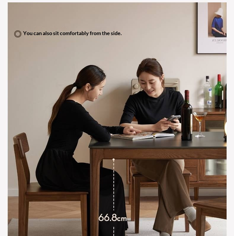 Oak Solid Wood Modern Minimalist Rock Plate Dining Table