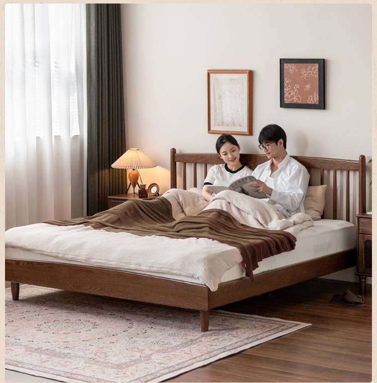 Oak Solid Wood Modern Simple Bed