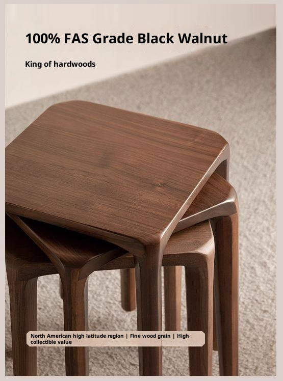 Black Walnut, Ash Solid Wood Square Stackable Stool