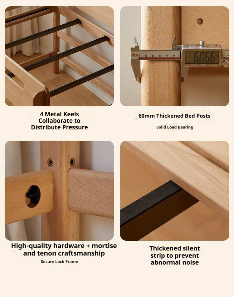 Beech Solid Wood Children's Loft Bed with Table Under Bed