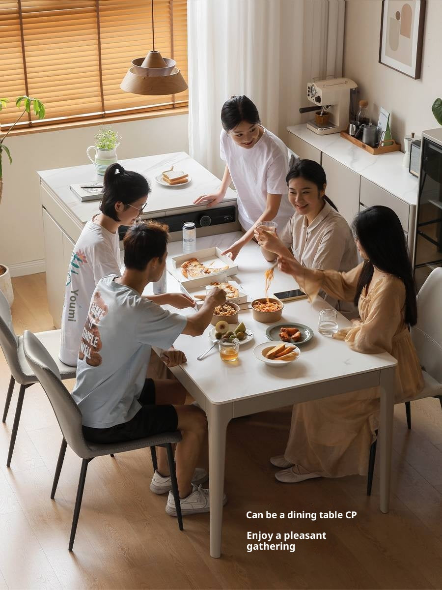 Tulipwood Solid Wood Light Luxury Rock Plate Island Dining Table, Dining Buffet