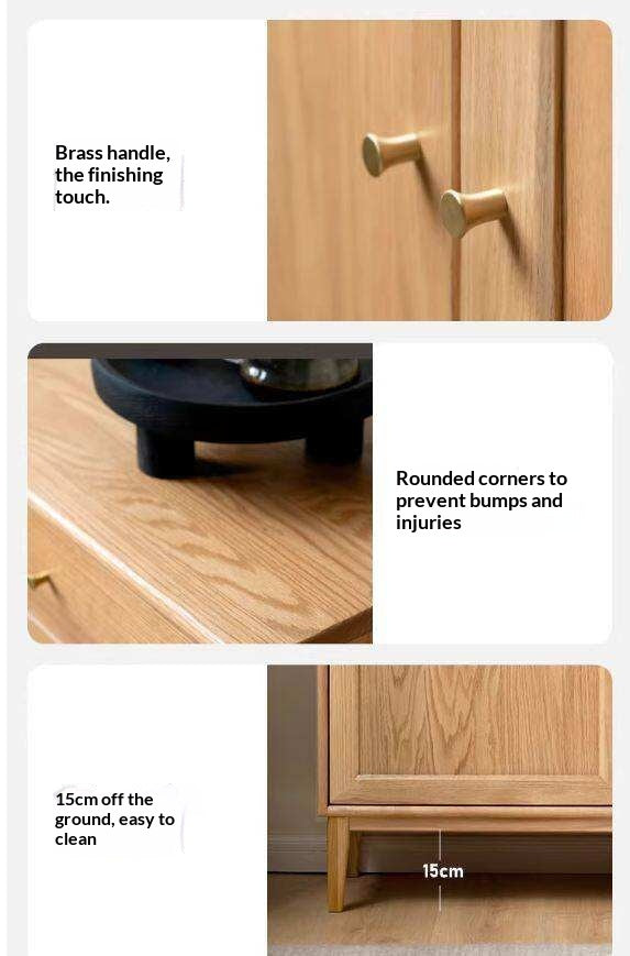 Oak Solid Wood, Solid Rubberwood Classic Sideboard