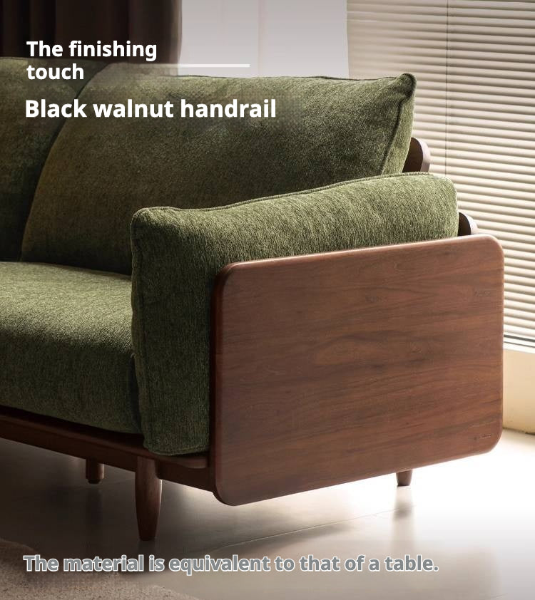 Black Walnut Solid Wood Fabric Sofa