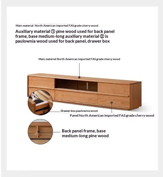 Cherry Solid Wood Modern Simple Floor TV Stand