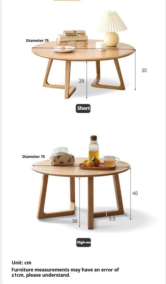 Oak, Beech Solid Wood Round Coffee Table
