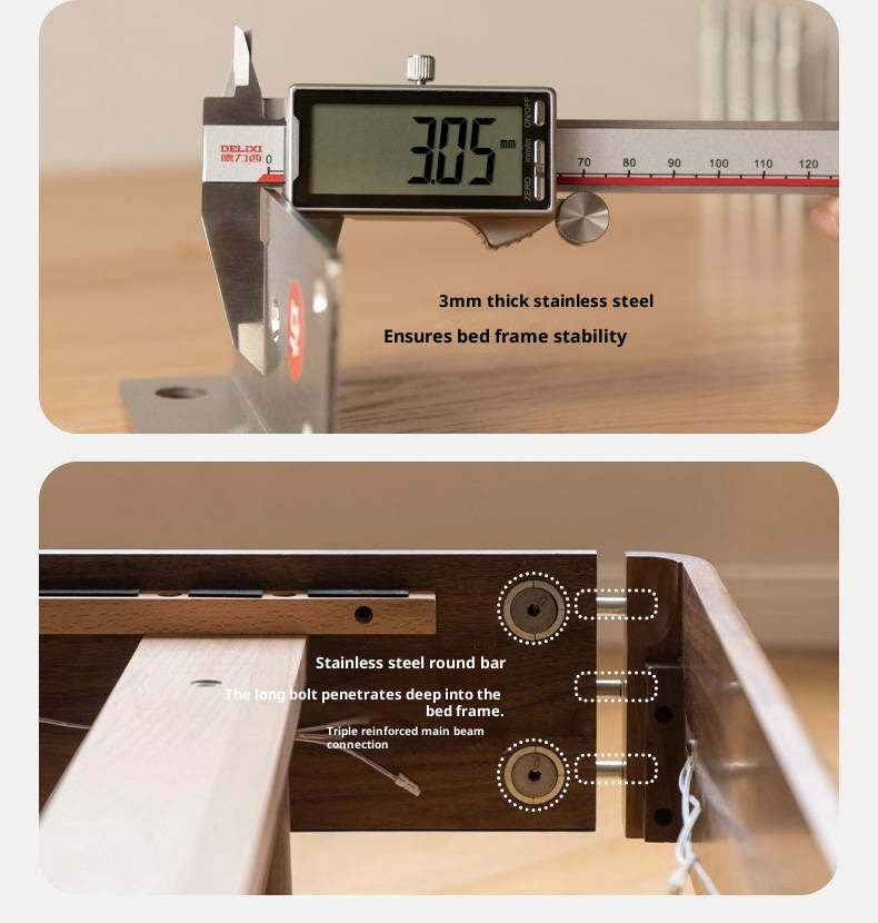 Black Walnut Solid Wood Modern Minimalist Bed