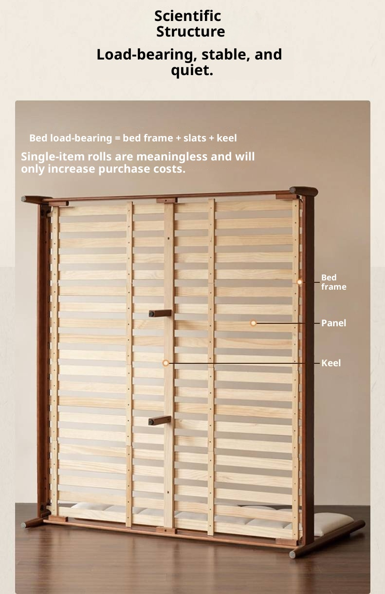 Poplar Solid Wood Bed, French Retro Style Piano Key Bed