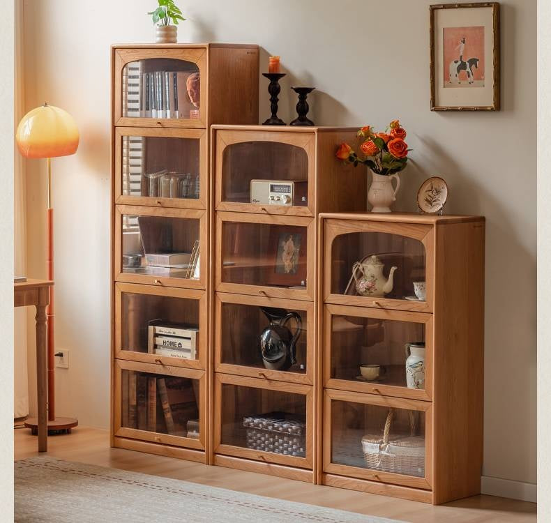 Cherry Solid Wood Ancient Style Floor Bookcase