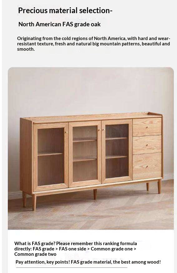 Oak, Ash, Black Walnut, Cherry, Beech Solid Wood Ultra-thin Sideboard Sliding Door