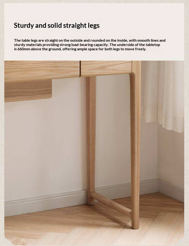 Ash Solid Wood Small Flip Vanity Table.