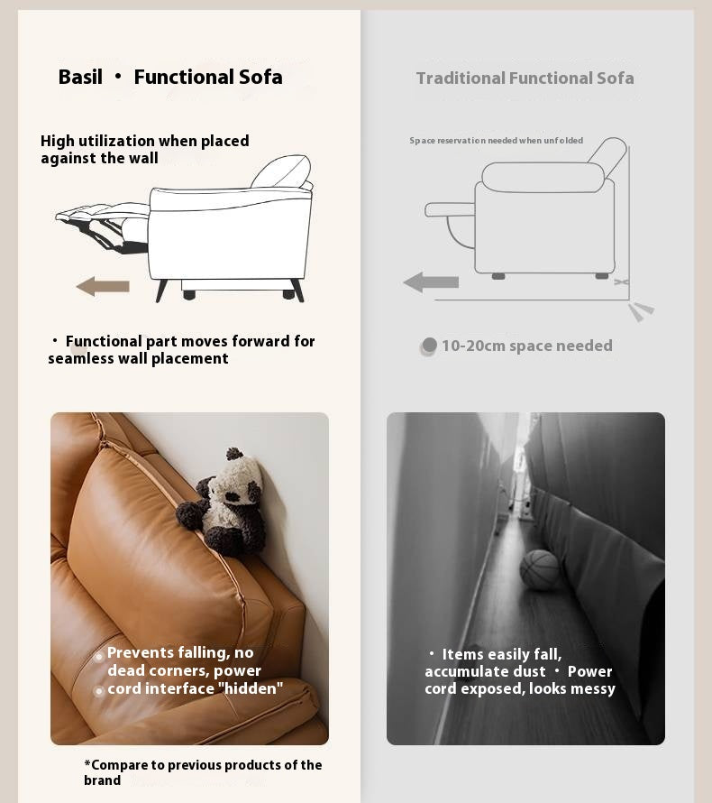 Genuine Leather Italian Style Zero-Wall Electric Recliner Sofa