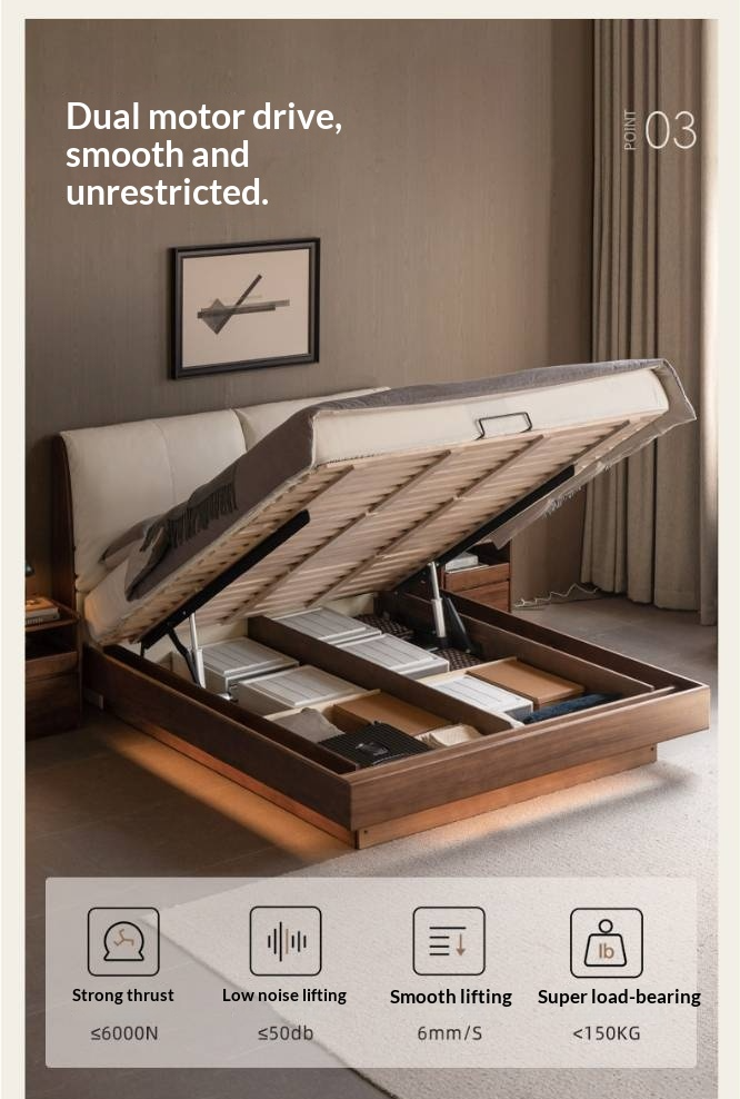 Black Walnut Solid Wood Italian Luxury Leather Bed