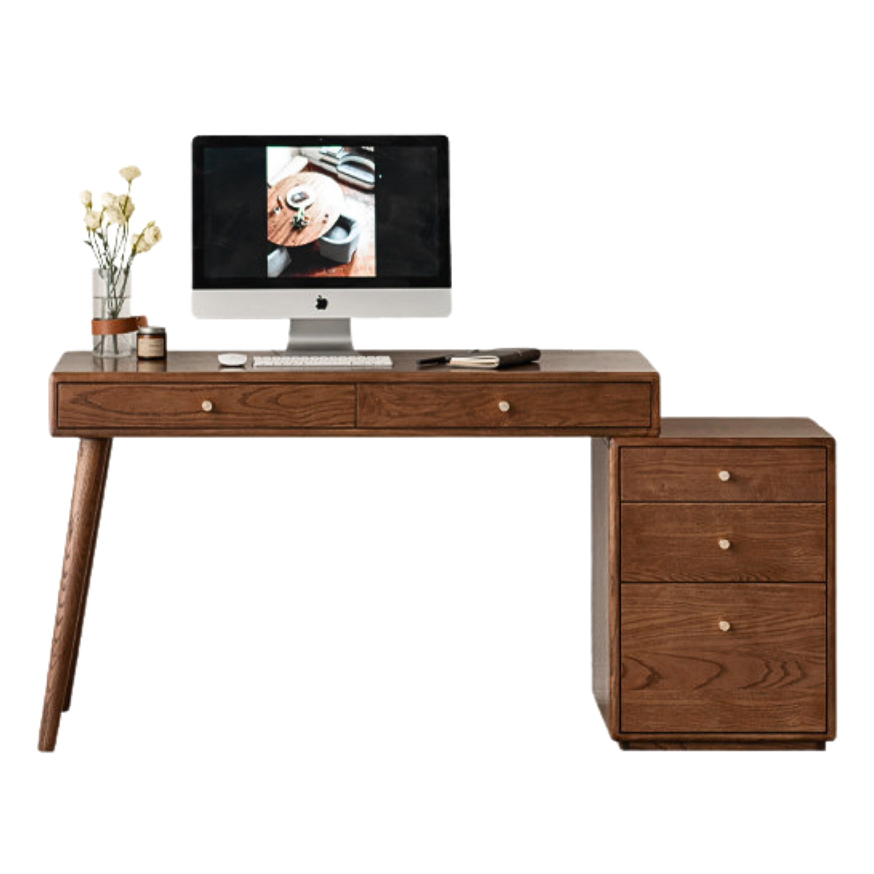 Black walnut, Ash Solid wood telescopic desk modern: