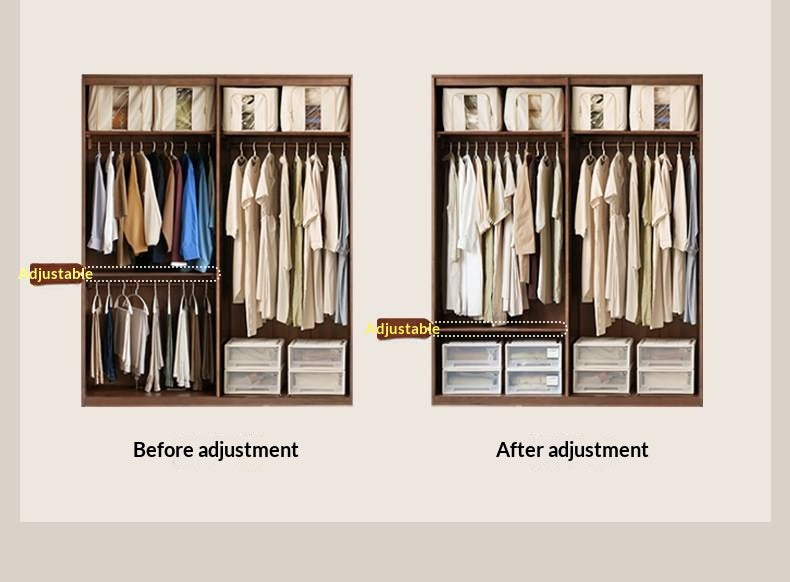 Oak Solid Wood, Solid RubberWood  Modern Style Wardrobe