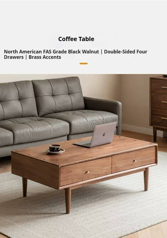 Black Walnut, Sandalwood Solid Wood Rock Plate Modern Coffee Table