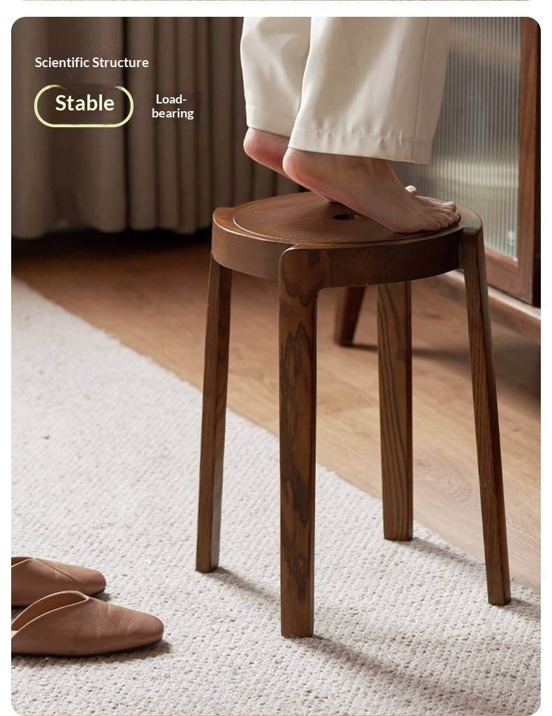 Ash, Solid RubberWood Stackable Stool