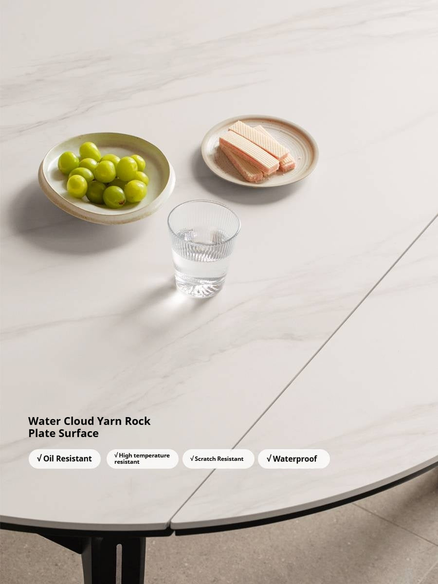 Solid Rubberwood Modern Rock Plate Dining Table