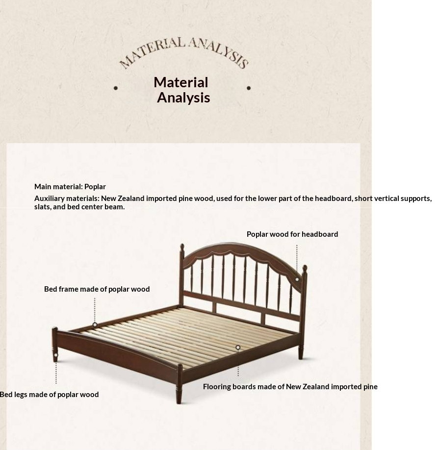 Poplar Solid Wood Bed — American Windsor Style with Retro Vertical Strip Design