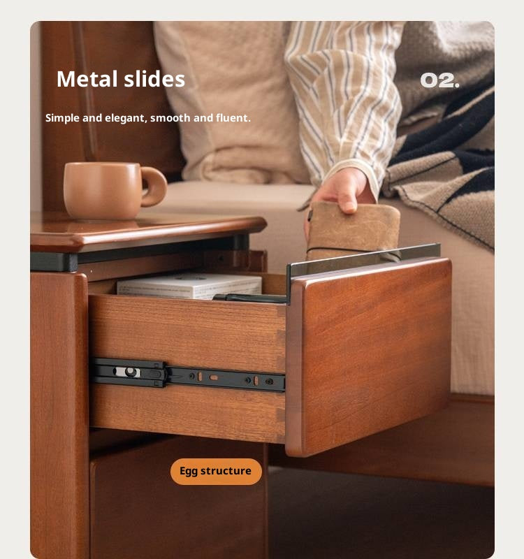 PoplarSolid Wood Vintage Style Nightstand