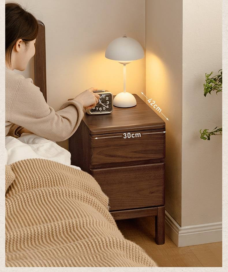 Black Walnut, Ash Solid Wood Storage Nightstand