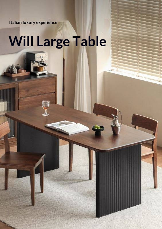 Black Walnut Solid Wood Light Luxury Style Dining Table