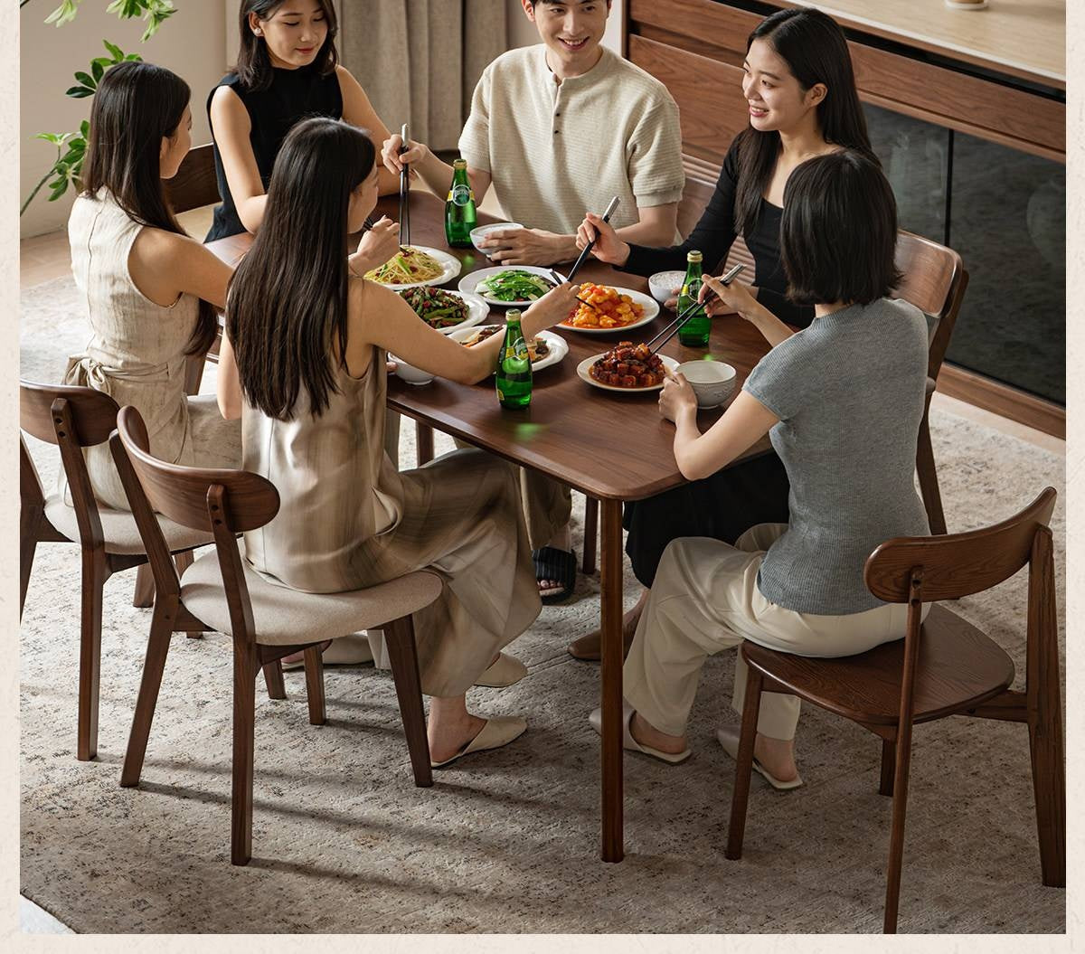 Black Walnut, Golden Pearwood, Sandalwood Solid Wood North American Dining Table