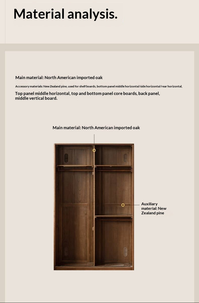Oak Solid Wood, Solid RubberWood  Modern Style Wardrobe