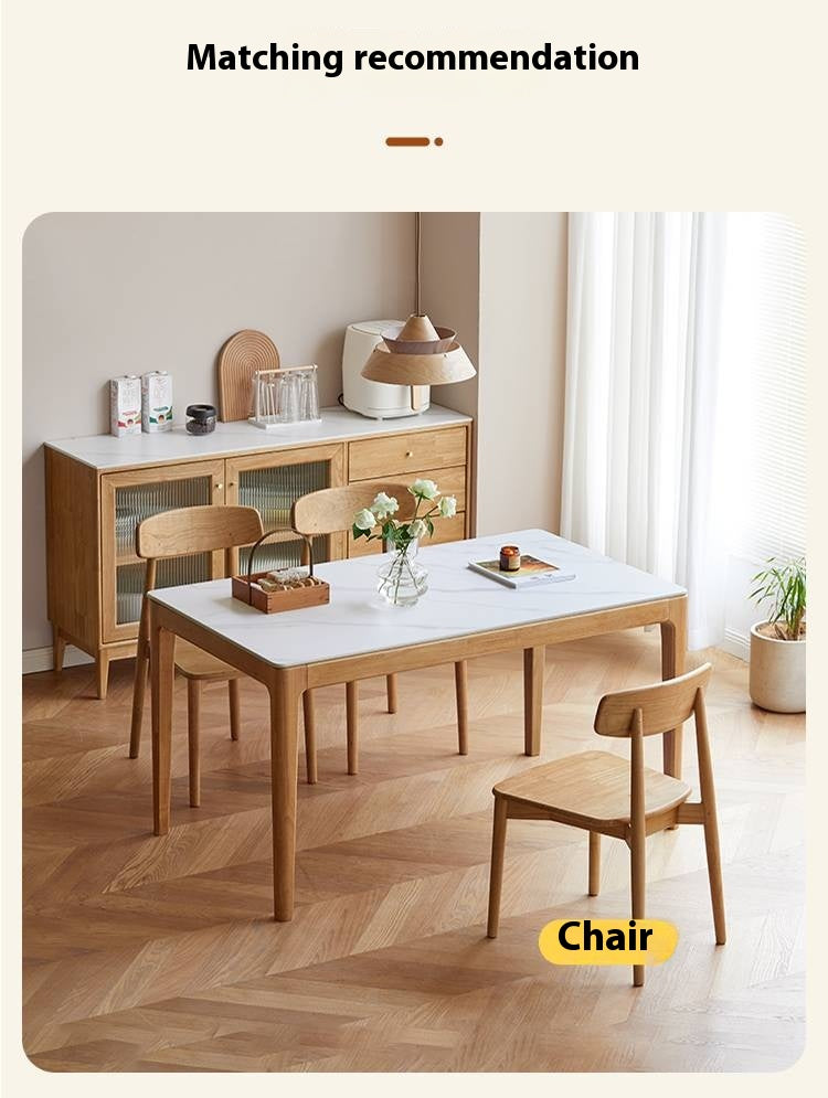 Solid RubberWood Rock Plate Modern Dining Table
