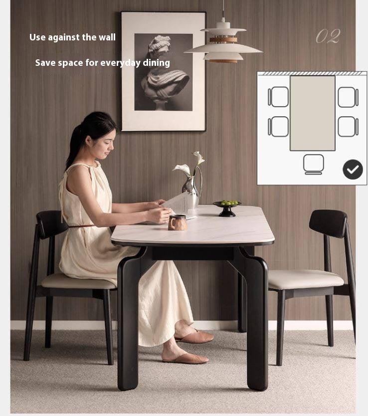 Solid Rubberwood Rock Board Dining Table