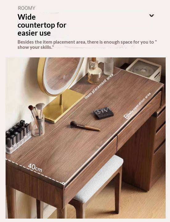 Black Walnut, Oak, Ash, Solid Longan Hardwood, Sandalwood Solid Wood Retractable Vanity Table.