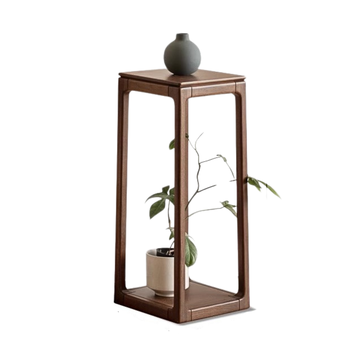 Black Walnut Solid Wood Double Layer Storage Flower Frame