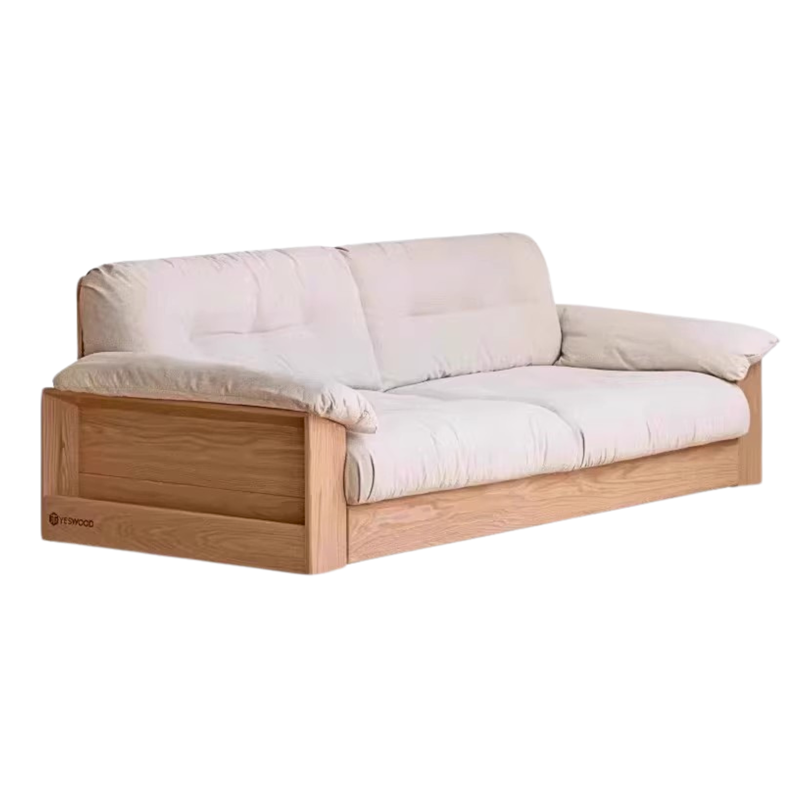 Oak Solid Wood Floor Storage Sofa, goose down :