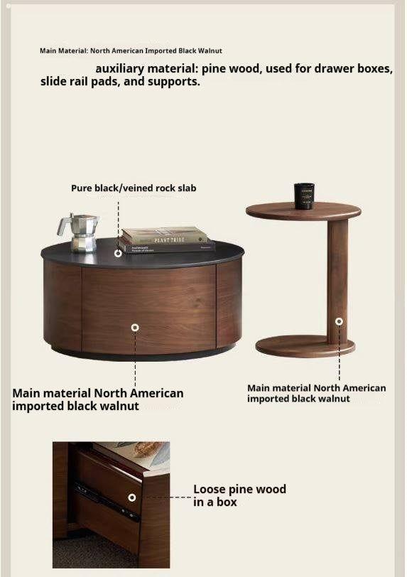 North American Black Walnut Solid Wood Italian Light Luxury Style Coffee Table