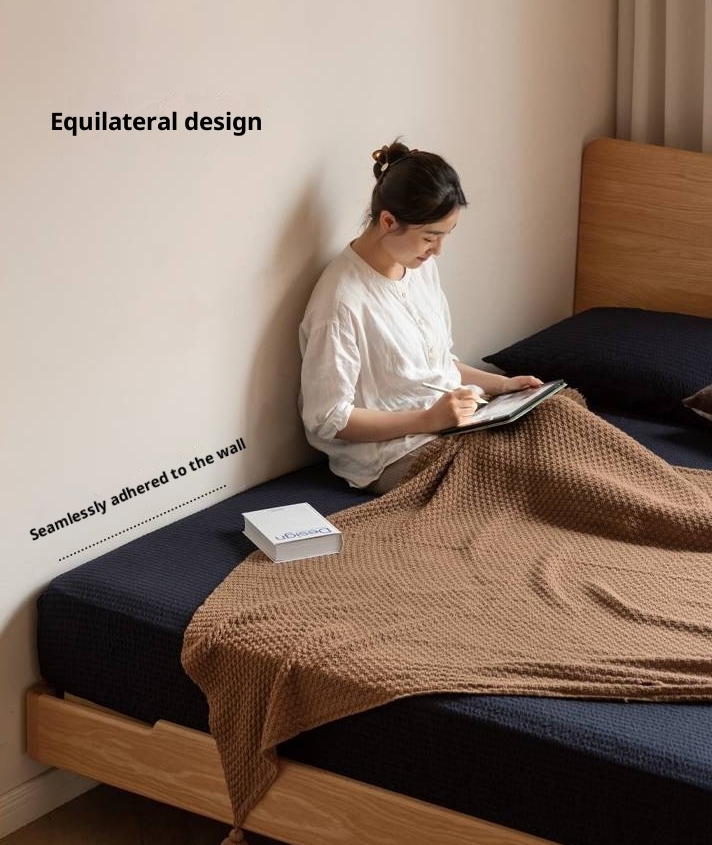 Oak, Ash Solid Wood Luminous Suspended Bed, Nordic Style