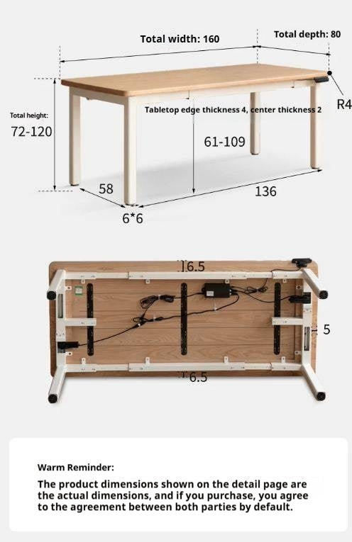 Oak Solid Wood Electric Elevating Dual Motor Office Desk