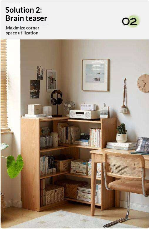 Oak Solid Wood Extendable Corner Bookshelf