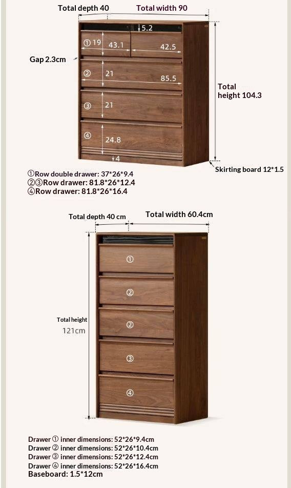 Black Walnut Solid Wood Chest Drawer