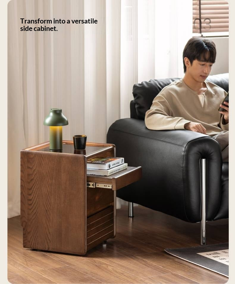 Oak Solid Wood Italian Light Luxury Nightstand