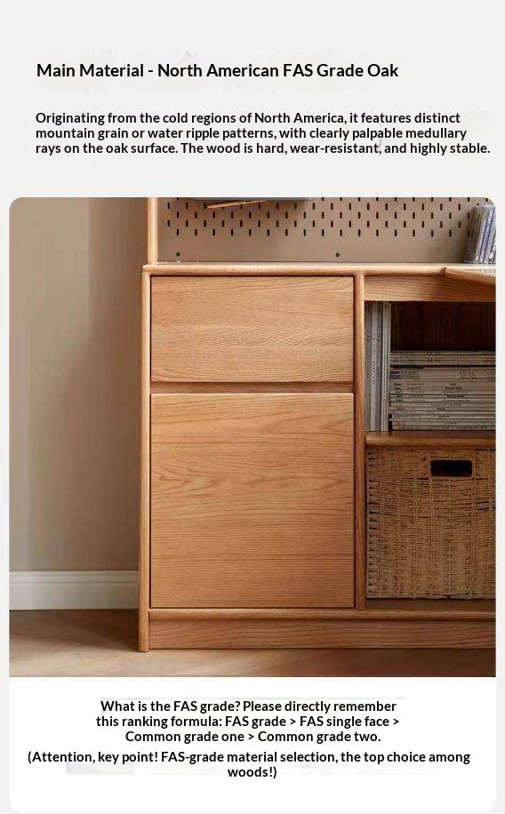 Oak Solid Wood Desk Bookcase Integrated Corner Office Table